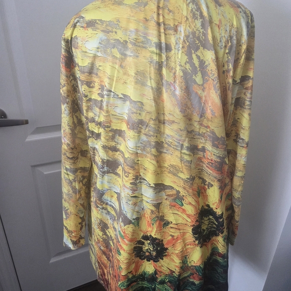 Yellow Abstract Patterned Open Jacket - Picture 3 of 3